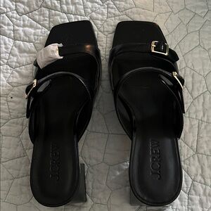 J. Crew Layne Black Buckle Sandals 10.5